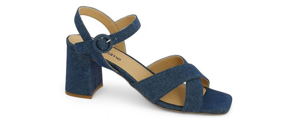 Sandales femme à talon carré effet jean grande taille